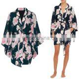 Oriental Japanese Design Full Sleeve Chiffon Kimono Floral Bridesmaid Robe thumbnail-6
