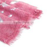 Cotton Polyester Blend Scarves & Wraps Rectangle Silver Fuchsia Feather Custom Made Scarf thumbnail-2