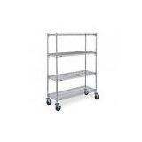 Wire Cart, 69 In High, 60 x 24, Finish Chrome 4 Shelving Supermarket