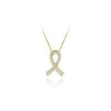 18k Gold over Sterling Silver Diamond Accent Ribbon Necklace