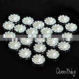 20mm Bling Pearl Button Alloy Metal Buttons Flat Back thumbnail-1