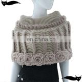 New product beige cashmere with pink rabbit fur poncho