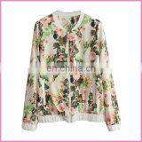 Floral Printed Chiffon Girl's Jacket Flower Baseball Top Jacket thumbnail-1