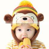 Cheap Cute Plush Monkey Kids Animal Winter Crochet Baby Hat Custom Warm Soft Baby Girl Hat thumbnail-1