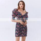 TWOTWINSTYLE Dress For Women V Neck Puff Sleeve High Waist Hit Color Elegant Printed thumbnail-5