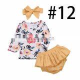 2019 Cactus Alpaca Boys White Rompers Outfits & Kids Cactus Full Print Pants & Baby Headband 3pc Set thumbnail-5