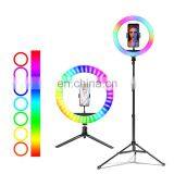 2020 10 Inch 26cm Portable Led Selfie Ring Light Photographic Colorful RGB Ring Light With Tripod Stand thumbnail-2