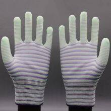 Colored Striped PU Palm-coated Gloves, Glue-coated Electronic Dust-free Work Anti-static Protective Labor Gloves thumbnail-4