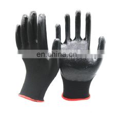 13 gauge polyester liner black nitrile 3/4 coating smooth finished neoprene impact working protective gloves