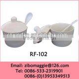 Zibo Made Personalized Cheap White Ceramic Jars with Spoon for Tableware