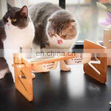 High Quality Low Price Wholesale Bamboo Pet Puppy Cat Drinking Water Food Bowls & Feeders Dogs Easy 2 in 1 Wood Stand thumbnail-5