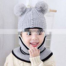 Kids Winter Hats Ears Girls Boys Children Warm Caps Scarf Set Baby Bonnet Enfant Knitted Cute Hat for Girl Boy thumbnail-4
