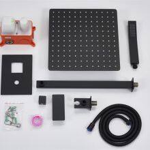 Bathroom Shower Set Wall Mounted Ultra Thin Rainfall Black Shower Head 30x30cm Shower System With Mixer thumbnail-3