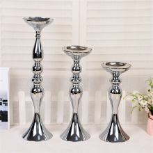 Luxury Silver Metal Flower Vase Set Candles Holder for Table Wedding Dinning and Party thumbnail-2