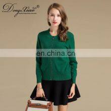 Crew Neck Knitted Cashmere Wool Mix Spring Women Sweater Cardigan With Button thumbnail-4