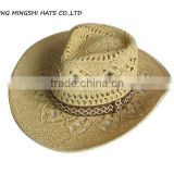 bige hand weave straw hats cowboy style with the colorful trim