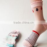Crystal bowknot jacquard relax lace rib thin custom knit socks, custom made socks