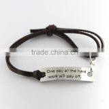 Personalized Leather Bracelets Personalized Bracelets With Engraved Alloy Charms thumbnail-3