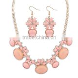 Resin flowers alloy aestheticism classical design bride italian jewelry set and gold necklace set