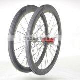 DENGFU 700c Carbon Wheel Rim 25mm Width 50mm Clincher Wheels With Red Powerway R13 Hubs