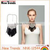 Hot sale alloy leather strap tassel necklace for women