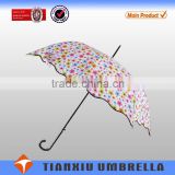 Hot sale popular leopard edge straight lace umbrella, Rain Walker Straight Umbrella With Electro-plated Metal Frame