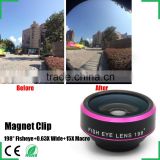 198 Degree Universal Fisheye Lens Clip 0.63x Wide Angle Lens 15x Macro Lens Kit for iphone Samsung
