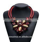 Europe and the United States Flowers Hand Woven Leather Necklace thumbnail-1