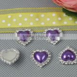 Small Flat Back Purple Heart Shaped Rhinestone Fashion Button 2308DP14