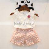 Factory Supply Popular Fashion Dots Design Cotton Korean Summer Children Clothing Set thumbnail-1