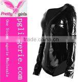 PVC Leather Jumpsuit Black Playsuit Sexy Women Costumes for Halloween Cosplay thumbnail-3