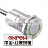 30 Years Industry Leader ONPOW Metal Touch Switch TS19B Dia. 19mm ring illuminated Waterproof IP68 ROHS