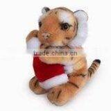 High Quality Factory Wholesale Realistic Christmas Plush Cradle Brown Tiger With Christmas Cap thumbnail-1