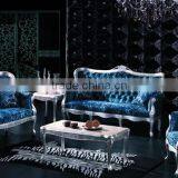 Luxury Wooden Living Room Sofa Set in Blue Color thumbnail-1