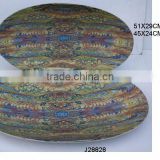 Oval Aluminium Bowl with enamel and floral patterns also available in food safe enamel and metal