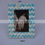 Bone Mosaic Blue Chevron Photo Frame Available in All Photo Sizes thumbnail-1