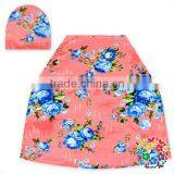 Stretch Flower Baby Car Seat Cover Pink Car Seat Covers Baby Hat Set Toddler Car Seat Cover thumbnail-2