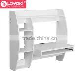 Floating Desk With Storage and Keyboard Tray Living Room Wood Table MDF Wall Mount Desk thumbnail-2