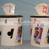 Ceramic Jar With Decal Poker Image thumbnail-1