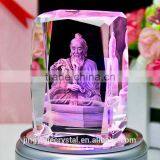 3D Laser Figure of Buddha Crystal Cube Souvenirs With LED Light Base thumbnail-3