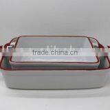 Large Rectangle Tableware Bakeware With Red Rim thumbnail-1