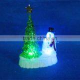 new style acrylic LED artificial christmas green tree with snowman