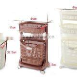 Plastic 1 or 3 Layers Laundry Basket/shelves With Wheels thumbnail-4