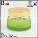 50g Best Sellers Frosted Green Glass Cosmetic Jar Gold Aluminum Lid Personal Care Cream Empty Cosmetic Glass Jar thumbnail-5