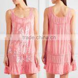 Pretty Boho Crochet-Trimmed Mexican Embroidered Semi-sheer Voile Beach Mini Dress Names Of Girls Dresses HSD5890 thumbnail-1