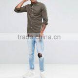 Latest Design Long Sleeve Point Collar Mens 98% Cotton 2% Elastane Soft Denim Skinny Fit Casual Grey Dress Shirts thumbnail-4