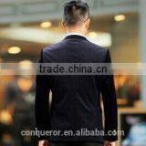 Dark Blue Wool 'M Line' 3-Button Suit With Flat Front Pants (SHT1067) thumbnail-2