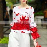 Maxnegio Computer Shirt Print Machine Ruffle Long Sleeve Woman Casual Shirt thumbnail-4