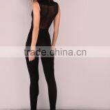 Hot Sale Deep V Neck Skinny Jumpsuit 95% Polyester 5% Spandex Custom Design Black Sexy Sleeveless Jumpsuit thumbnail-2