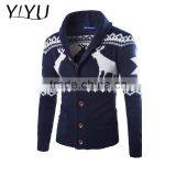 Winter Reindeer Cardigan Slim Turndown Collar Men Christmas Sweater thumbnail-1